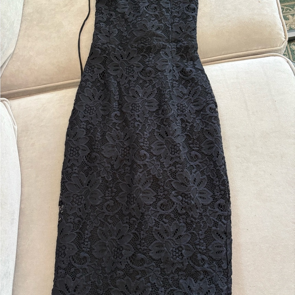 White Fox Strapless Black Lace Dress